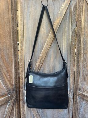 Coach Vintage 9148 Black Leather Legacy Hobo Crossbody w/Silver Hardware & Tag